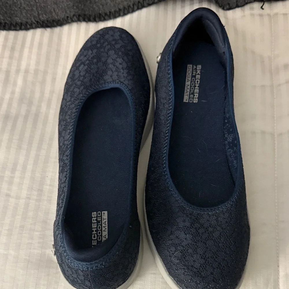 Skechers Women's Dark Blue Slip-On Flats - Picture 2 of 3